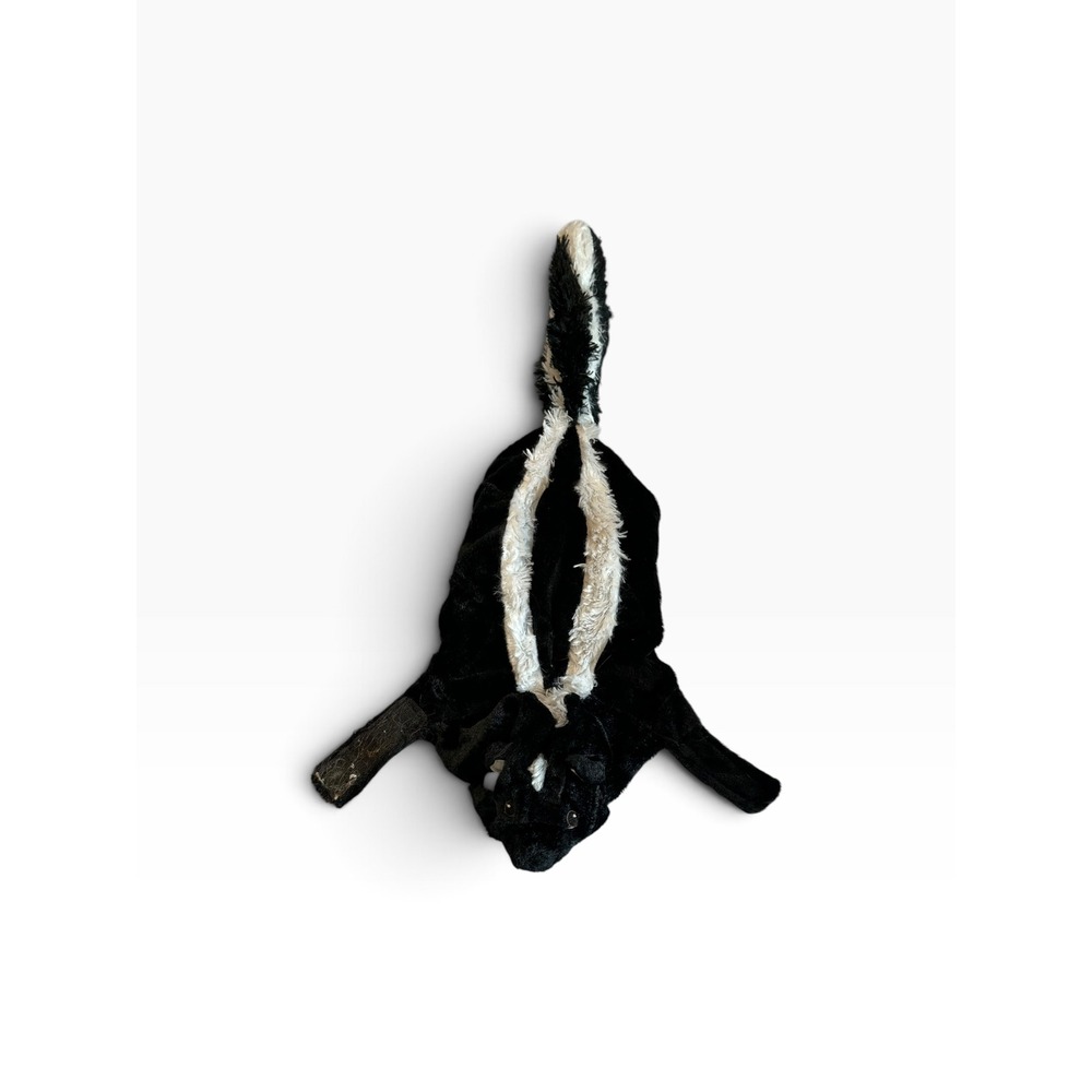 Skunk Pet Costume Dog Cat Large Black White Plush Halloween Hood